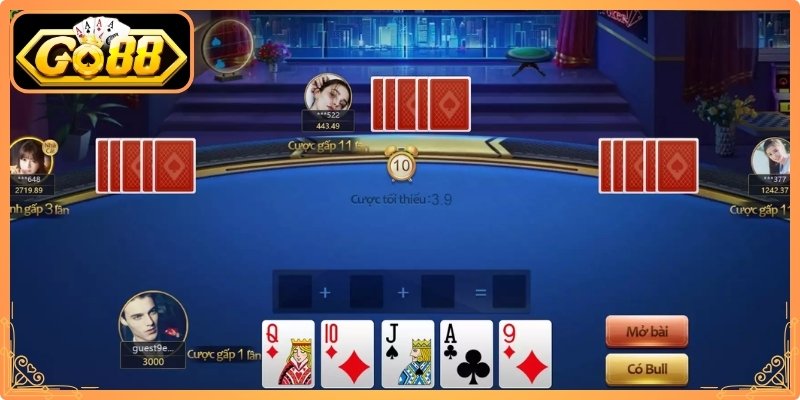 Cách chơi bài Bull Bull Go88 tìm ra người chiến thắng cuối cùng
