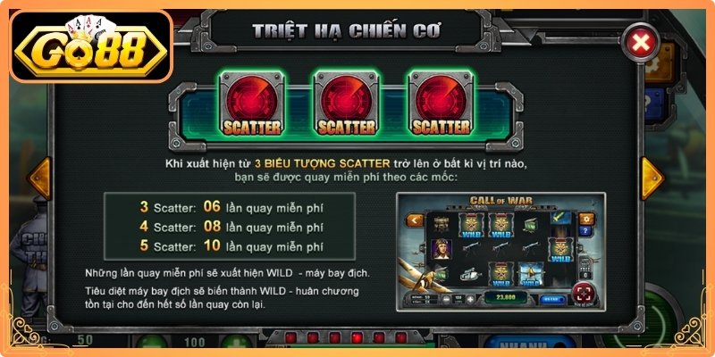 Call Of War Go88 – Khám Phá Game Nổ Hũ Chiến Tranh Hấp Dẫn 2 Scatter nhận lượt quay miễn phí