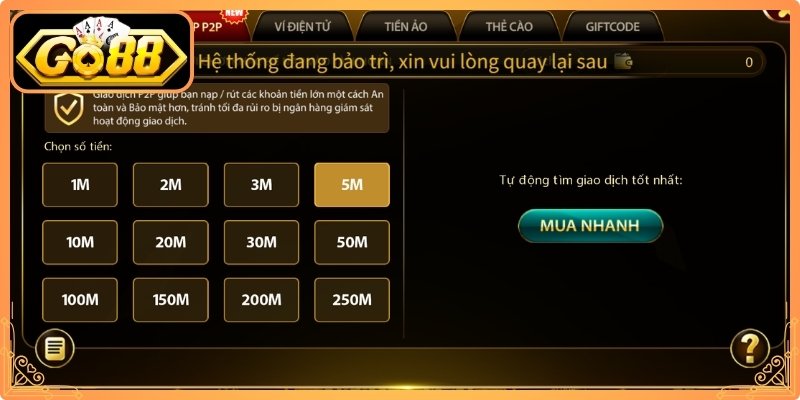 Giải pháp nạp tiền Go88 linh hoạt