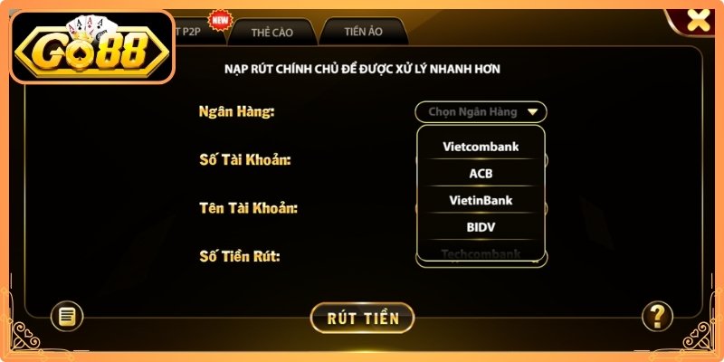 Những yêu cầu khi rút tiền Go88 